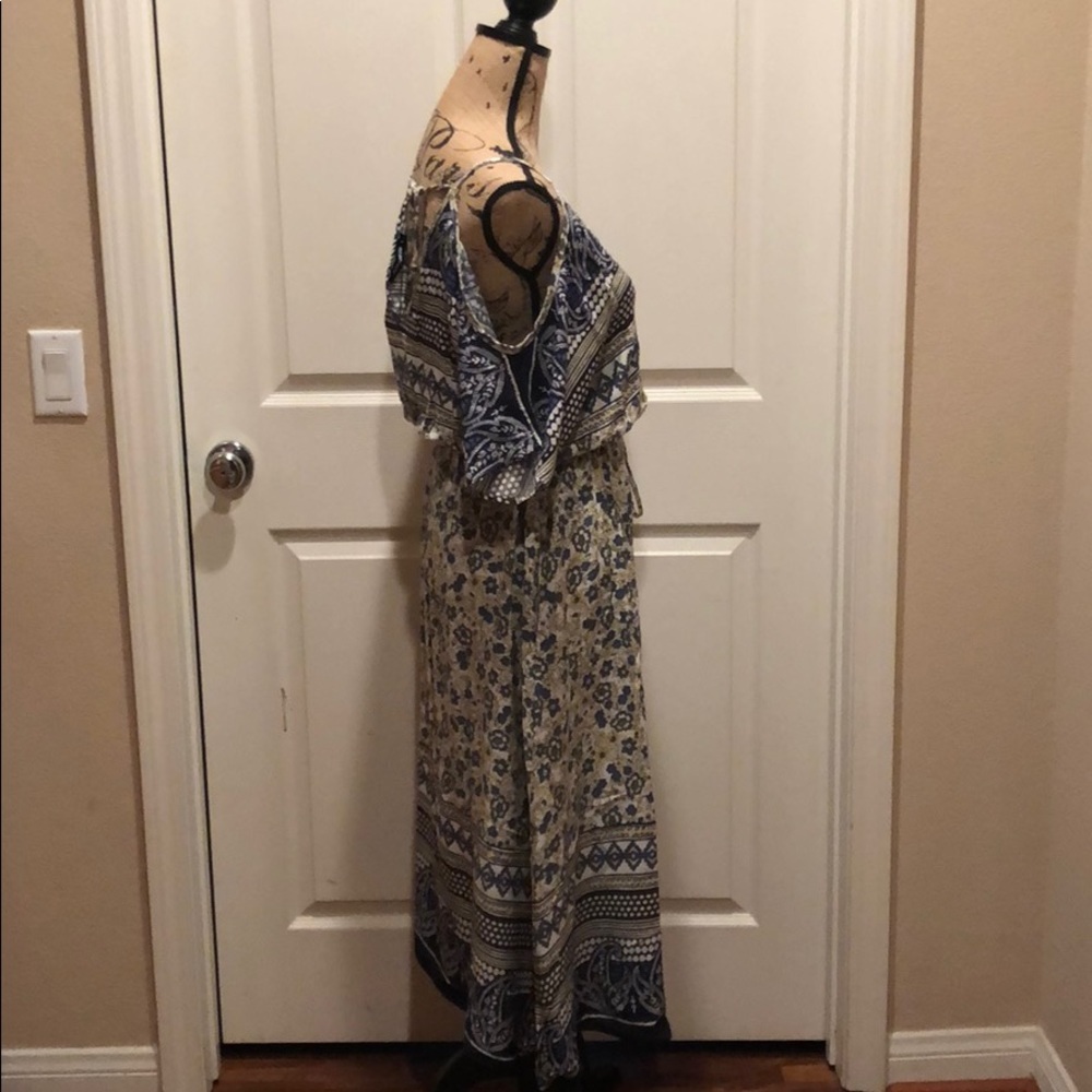 Blue ,cream and brown print maxi Dress - Picture 4 of 8